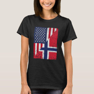 Half USA Flag Half Norway Flag American Norwegian T-Shirt