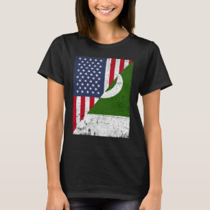 Half USA Flag Half Pakistan Flag American Pakistan T-Shirt