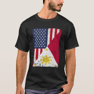 Half USA Flag Half Philippines Flag American Filip T-Shirt