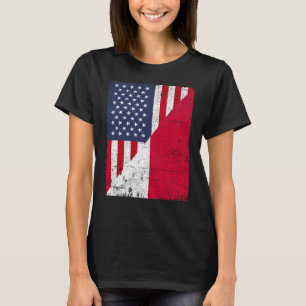 Half USA Flag Half Poland Flag American Polish T-Shirt
