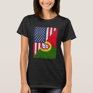 Half USA Flag Half Portugal Flag American Portugue T-Shirt