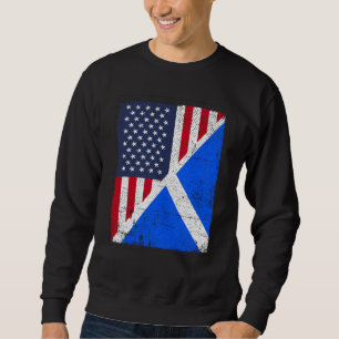 Half USA Flag Half Scotland Flag American Scottish Sweatshirt