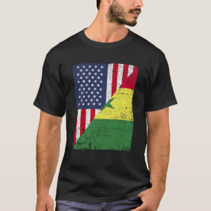 Half USA Flag Half Senegal Flag American Senegales T-Shirt