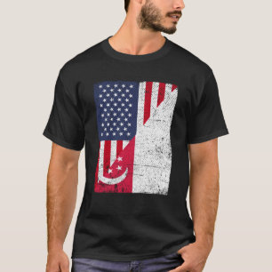 Half USA Flag Half Singapore Flag American Singapo T-Shirt