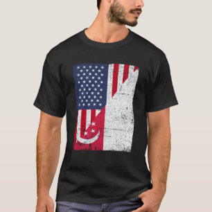 Half USA Flag Half Singapore Flag American Singapo T-Shirt