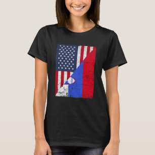 Half USA Flag Half Slovenia Flag American Slovenia T-Shirt