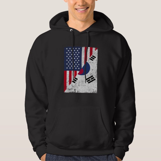 Half USA Flag Half South Korea Flag American South Hoodie (Front)
