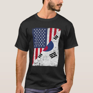 Half USA Flag Half South Korea Flag American South T-Shirt
