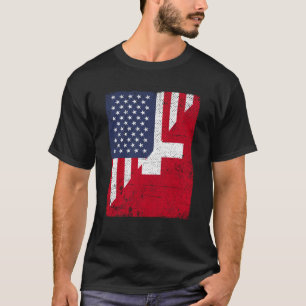 Half USA Flag Half Switzerland Flag American Swiss T-Shirt