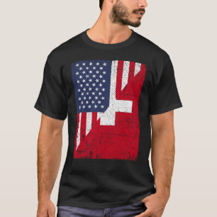 Half USA Flag Half Switzerland Flag American Swiss T-Shirt