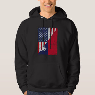 Half USA Flag Half Taiwan Flag American Taiwanese Hoodie