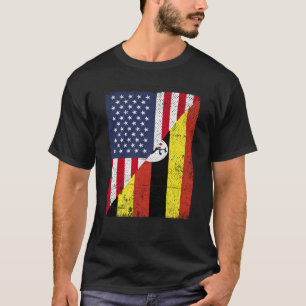 Half USA Flag Half Uganda Flag American Ugandan T-Shirt