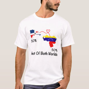 Half Venezuela Half Dominican Flag Map Love Venezu T-Shirt