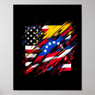 Half venezuelan flag _ vintage venezuela usa poster