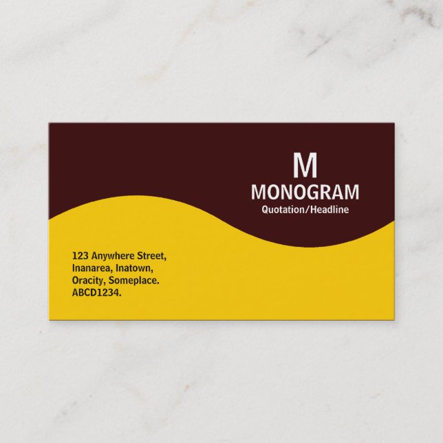 Half Wave Monogram - Amber with Dark Brown 330000 Business Card (Front)