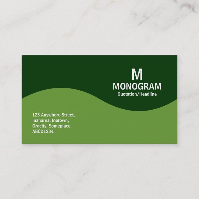 Half Wave Monogram - Avocado Green with 003300 Business Card (Front)