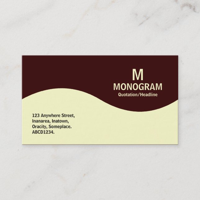 Half Wave Monogram - Cream with Dark Brown 330000 Business Card (Front)