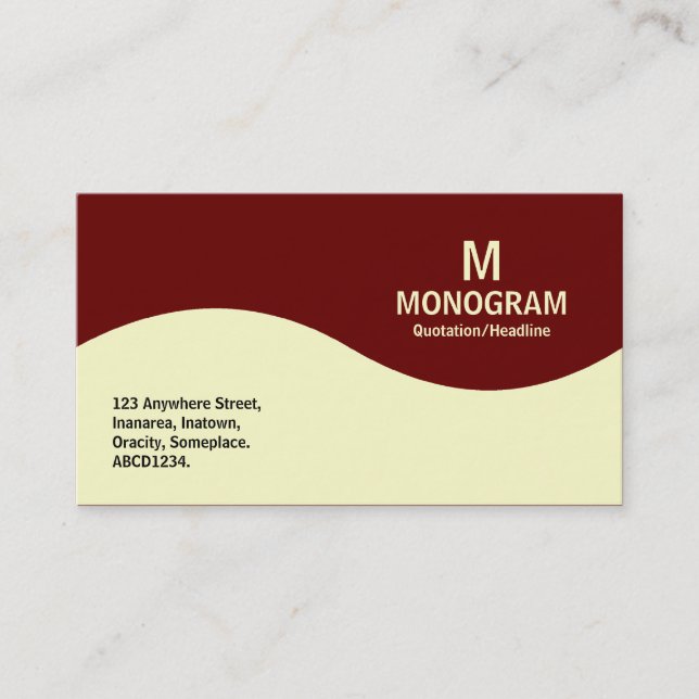 Half Wave Monogram - Cream with Dark Maroon 660000 Business Card (Front)