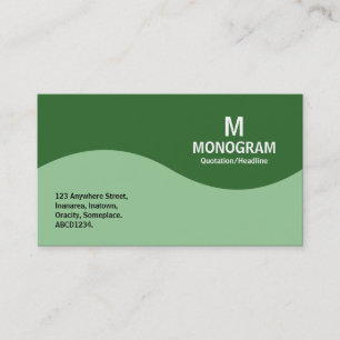 Half Wave Monogram - Faded Green with Green 2F6B2D Business Card