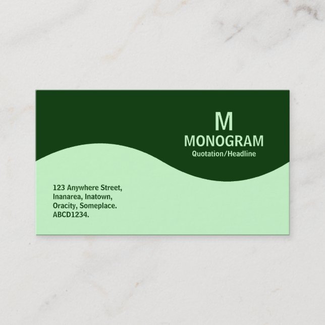 Half Wave Monogram - Ghost Green with Green 003300 Business Card (Front)