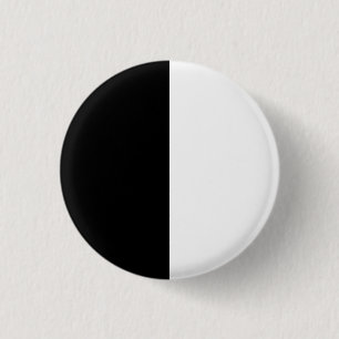 half white half black, half black half white 3 cm round badge