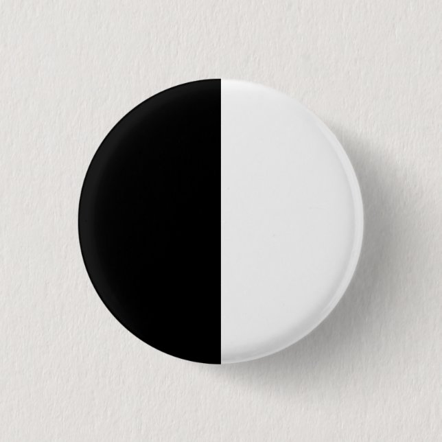 half white half black, half black half white 3 cm round badge (Front)