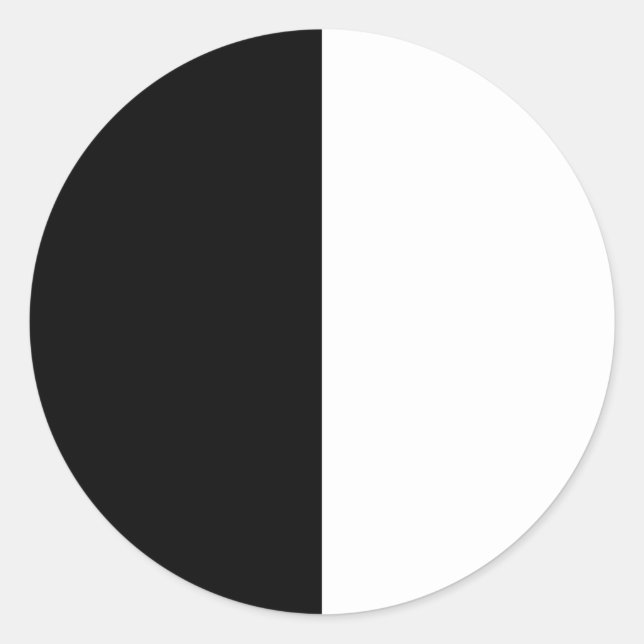 half white half black, half black half white classic round sticker (Front)