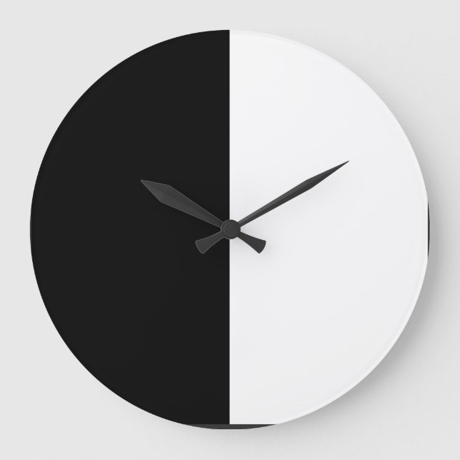 half white half black, half black half white large clock (Front)