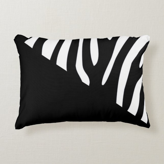Half Wild Black and White Zebra Stripe Decorative Cushion (Front)