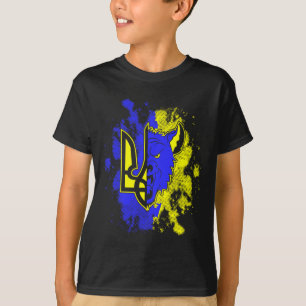Half Wolf Half Ukraine Tryzub Ukrainian Symbol And T-Shirt