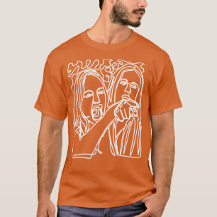 Half Woman Yelling at Cat Memes White Line Doodle T-Shirt