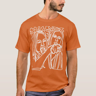 Half Woman Yelling at Cat Memes White Line Doodle T-Shirt