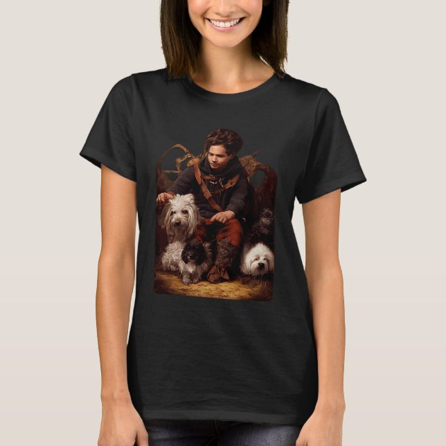 Halfling Beast master Sitting With His Dogs Relaxe T-Shirt (Front)