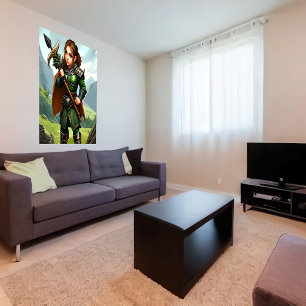 Halfling female warrior AI Art Poster