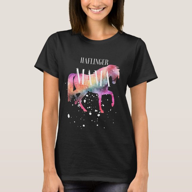 Halflinger Horse Mama Galaxy Horse Girl Equestrian T-Shirt (Front)
