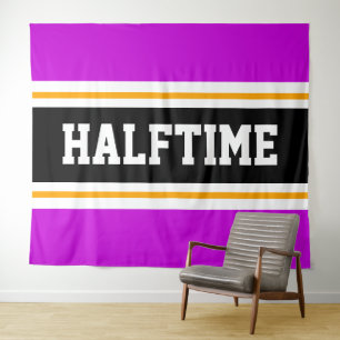 HALFTIME Athletic Bright Pink Yellow Black Stripes Tapestry