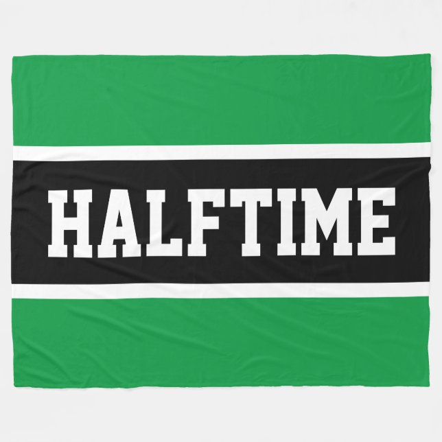 HALFTIME Bright Athletic Green Black White Stripes Fleece Blanket (Front (Horizontal))