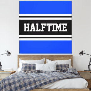 HALFTIME Bright Blue Black White Racing Stripes Canvas Print