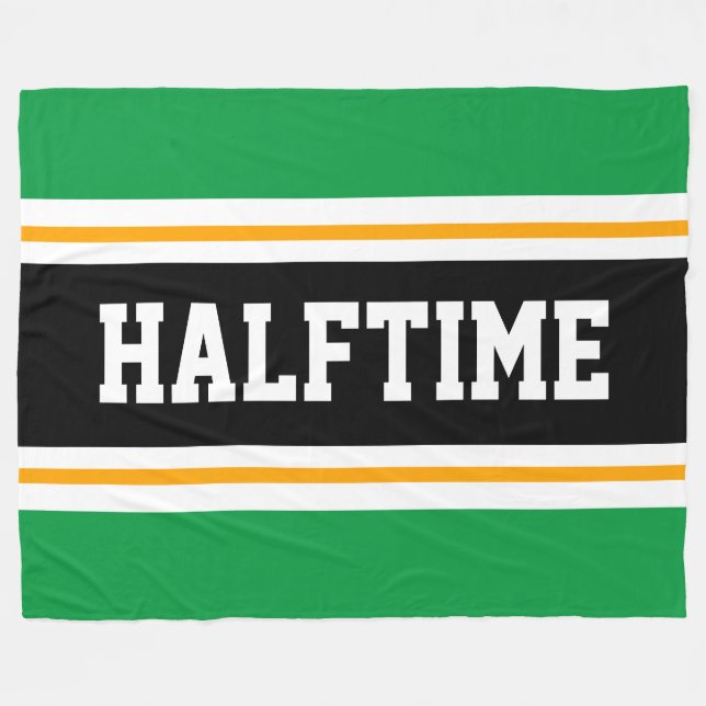 HALFTIME Bright Green Black White Racing Stripes Fleece Blanket (Front (Horizontal))