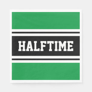 HALFTIME Bright Green Black White Racing Stripes Napkin