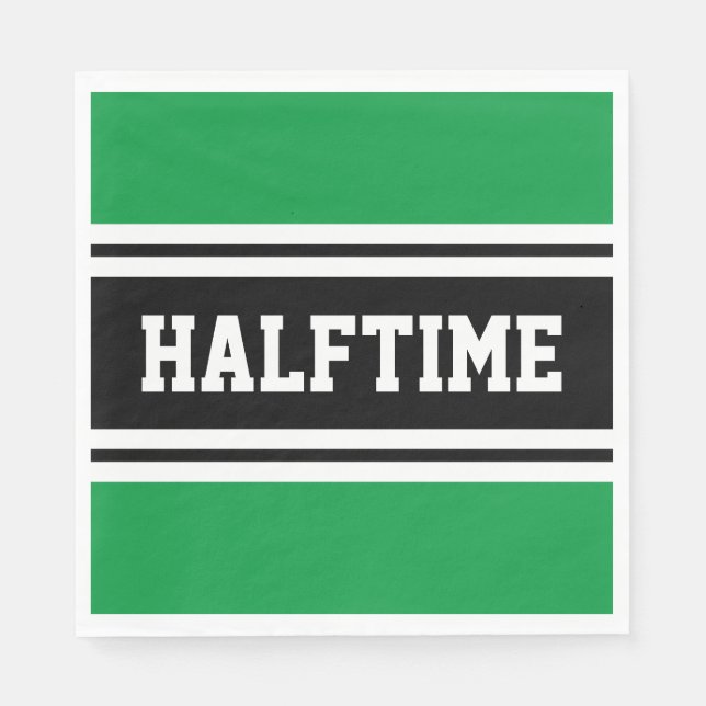 HALFTIME Bright Green Black White Racing Stripes Napkin (Front)