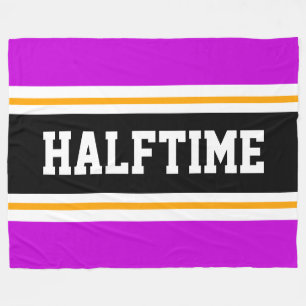HALFTIME Bright Pink Black White Racing Stripes Fleece Blanket