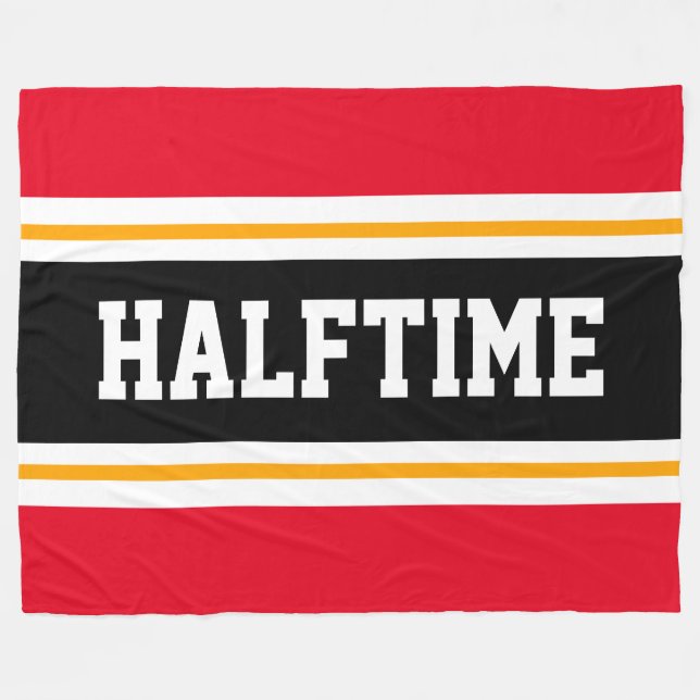 HALFTIME Bright Red Black White Racing Stripes Fleece Blanket (Front (Horizontal))