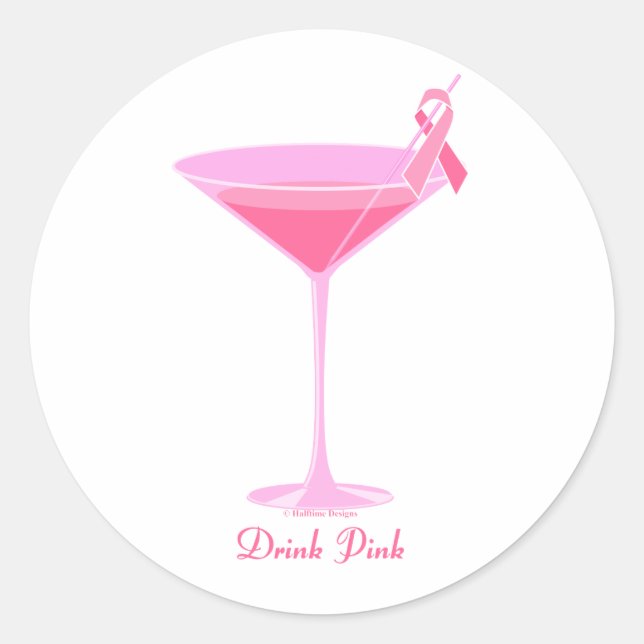 Halftime Designs Pinktini Classic Round Sticker (Front)
