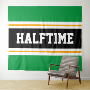 HALFTIME Fun Athletic Bright Green Black Stripes Tapestry