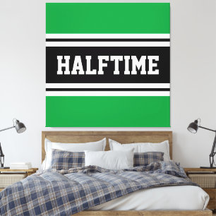 HALFTIME Kelly Green Black White Racing Stripes Canvas Print