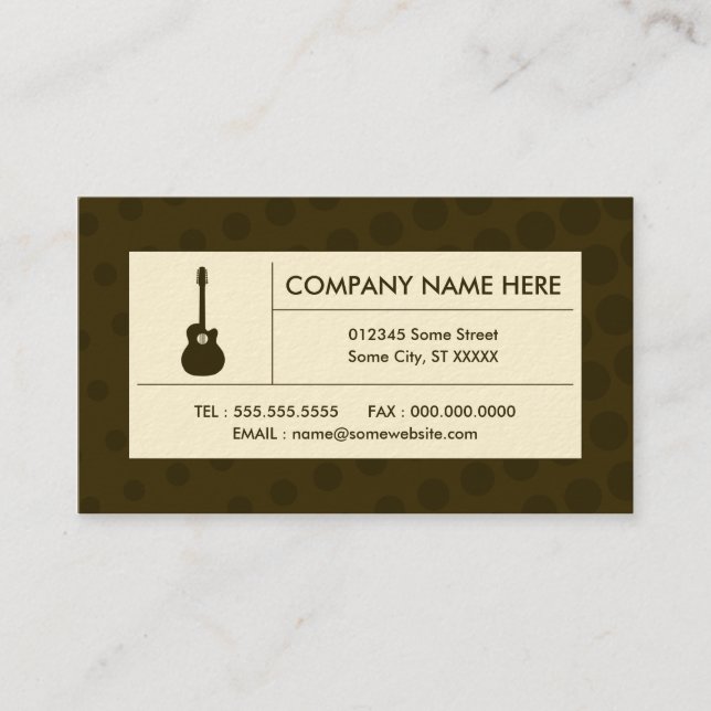 halftone acoustic guitar business card (Front)