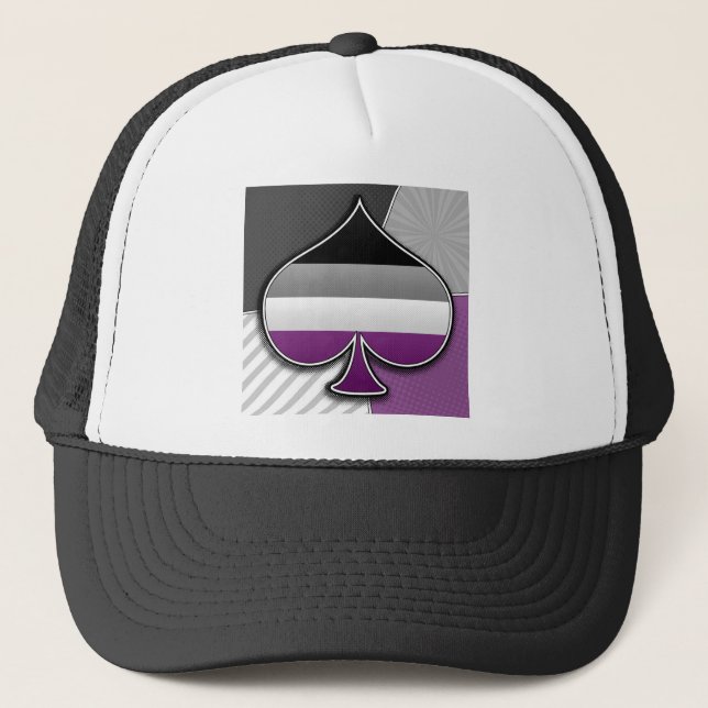 Halftone Asexual Pride Ace Symbol with Flag  Trucker Hat (Front)