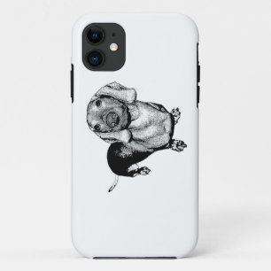 Halftone Black and White Photo Dachsund Doxie iPhone 11 Case