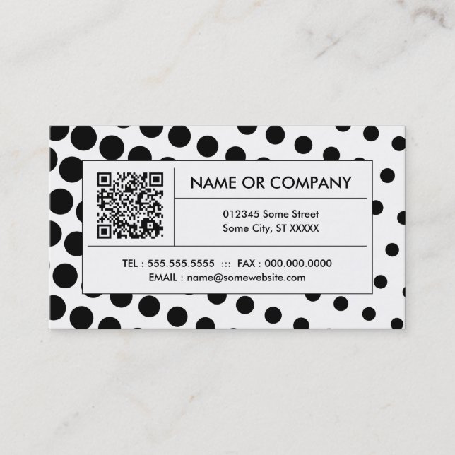 halftone black and white QR code Business Card (Front)